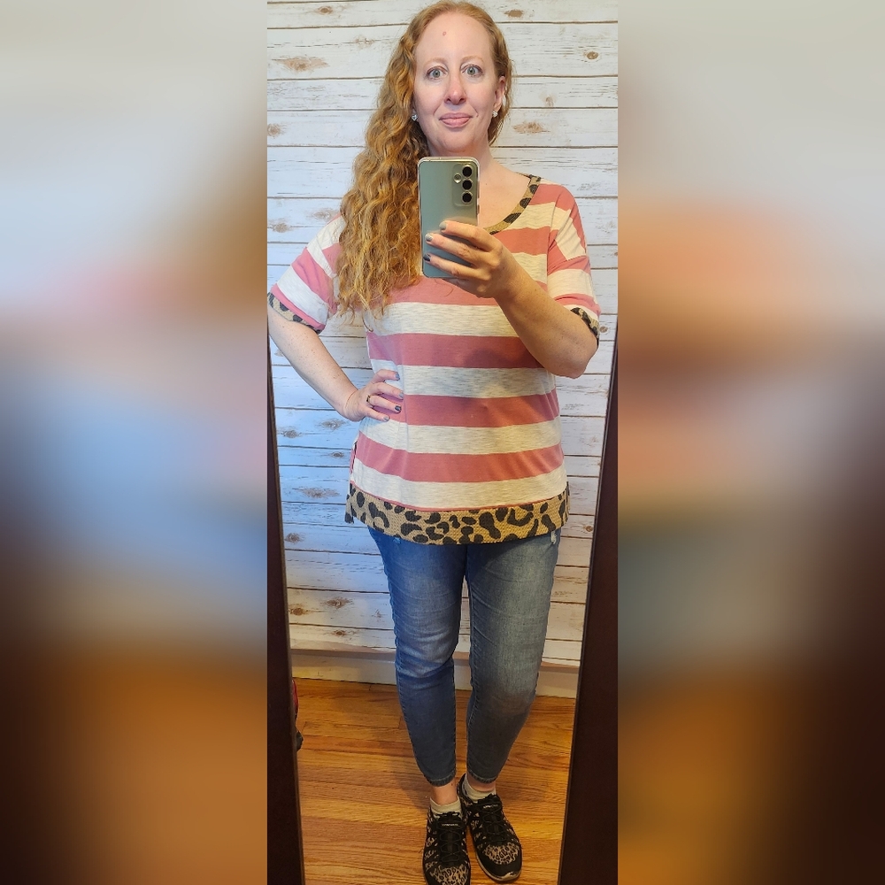 Beautiful Striped Animal Print Top